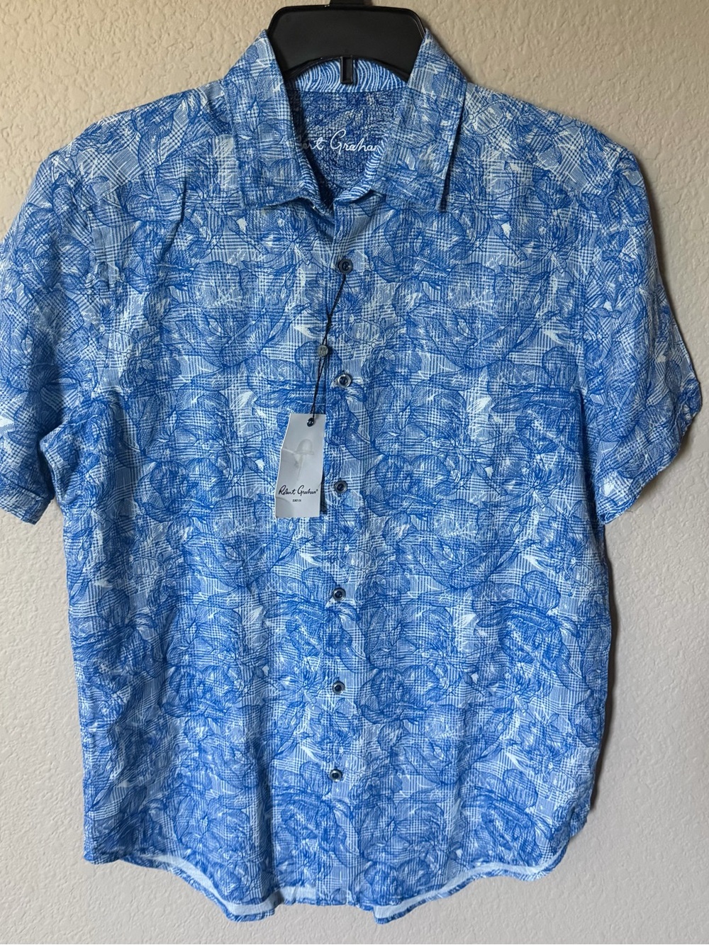 ROBERT GRAHAM Mens Small Kepler Short Sleeve Button Front Shirt Classic Fit $198